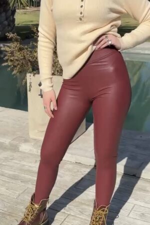 Leggins ecocuero burdeo